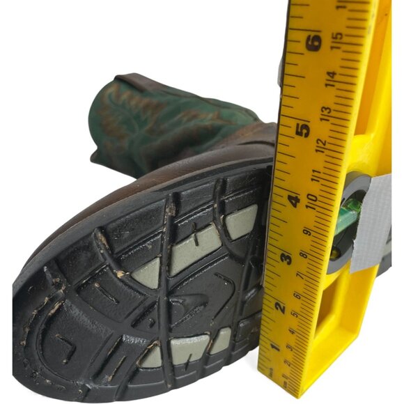 Justin Leather Western Cowboy Green Brown Boots Men's 7.5 D - Picture 12 of 13